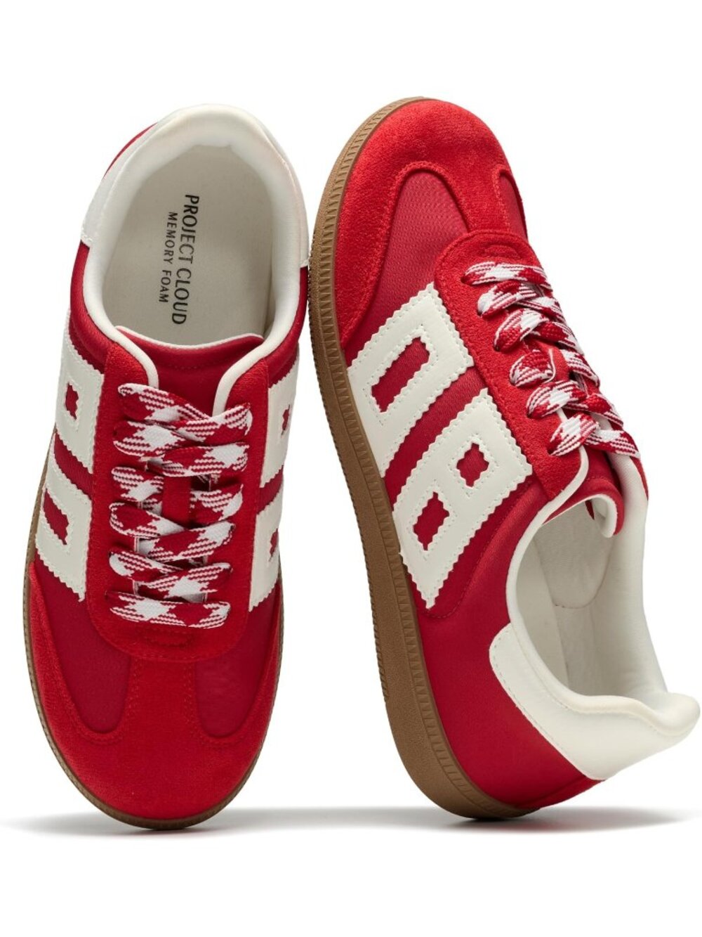 🆕Women's Red Sneakers Comfortable Fashion Lace Up Trendy Sneakers Casual